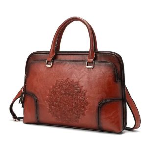 sac à main cuir marron mandala