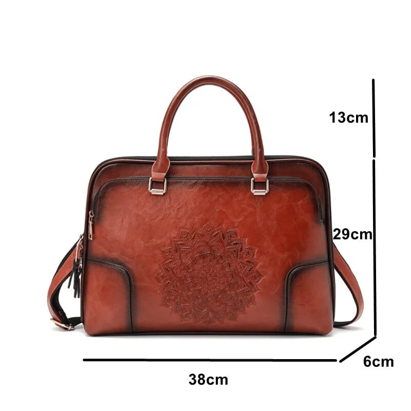 sac mandala marron en cuir