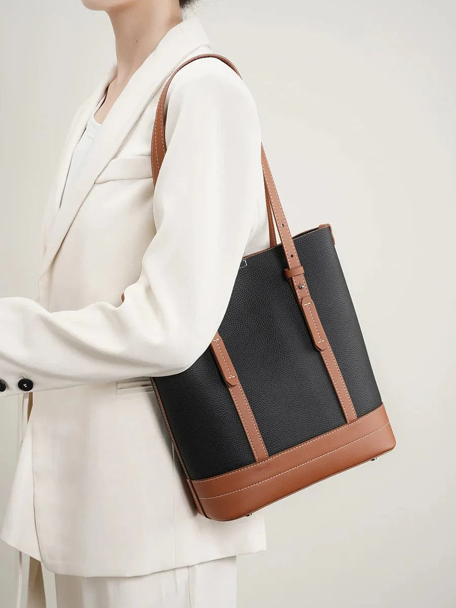 cabas beige marron cuir
