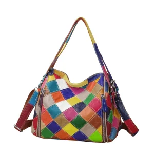 Sac Cuir Bandoulière élégant patchwork