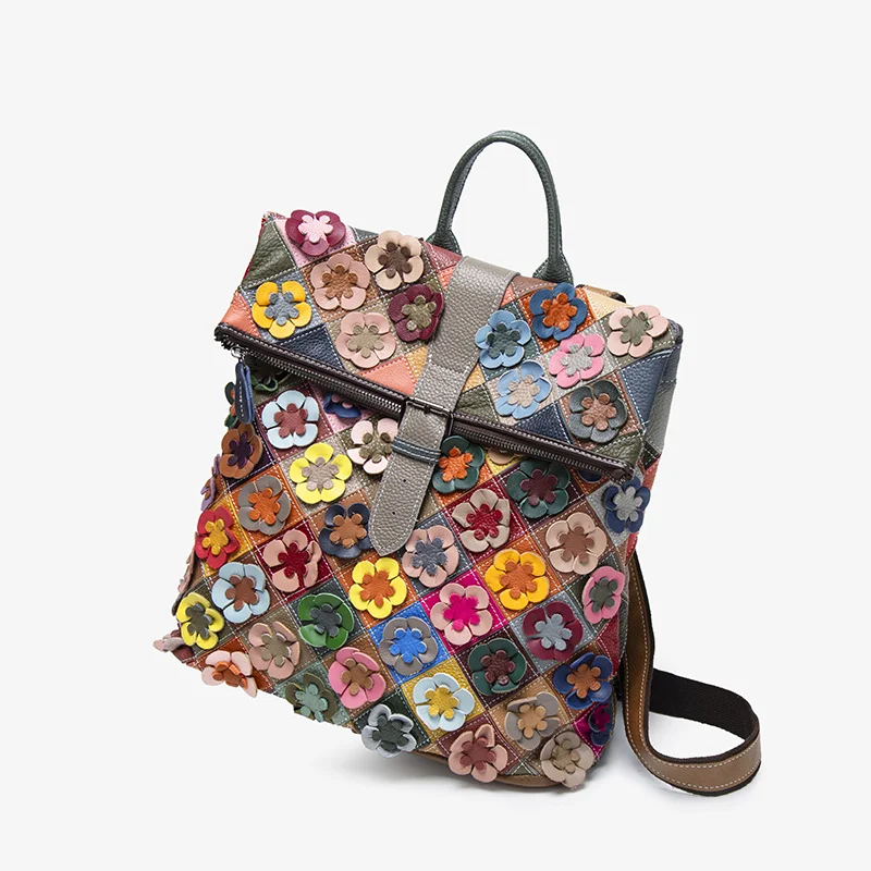 Sac à dos Cuir Patchwork femme tendance – Image 5