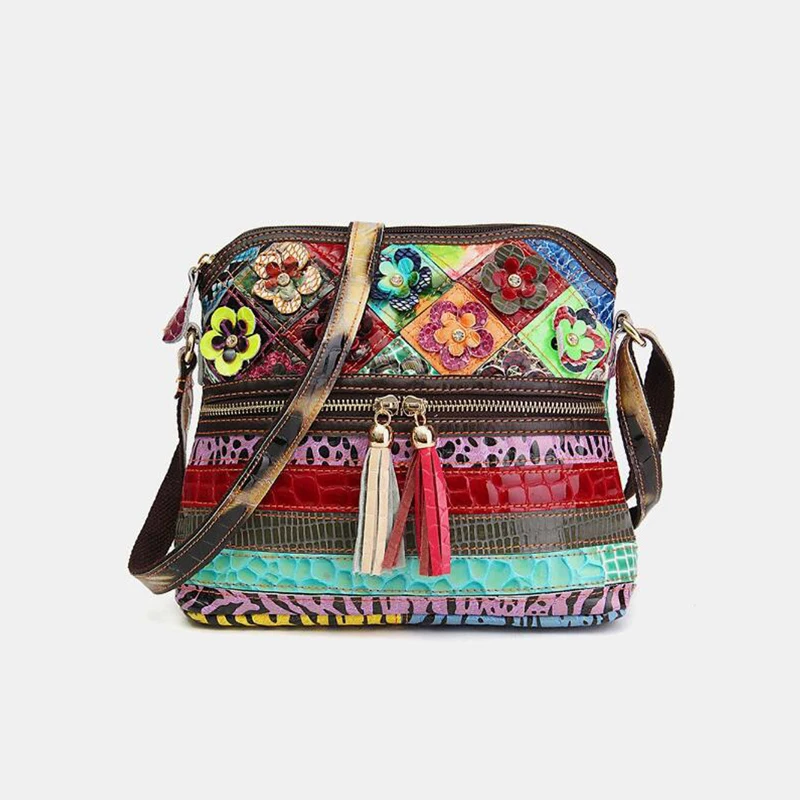 Sac Cuir Patchwork coquille fleur – Image 5