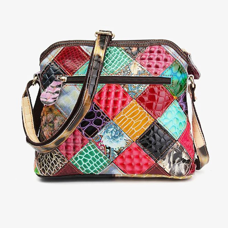 Sac Cuir Patchwork coquille fleur – Image 3