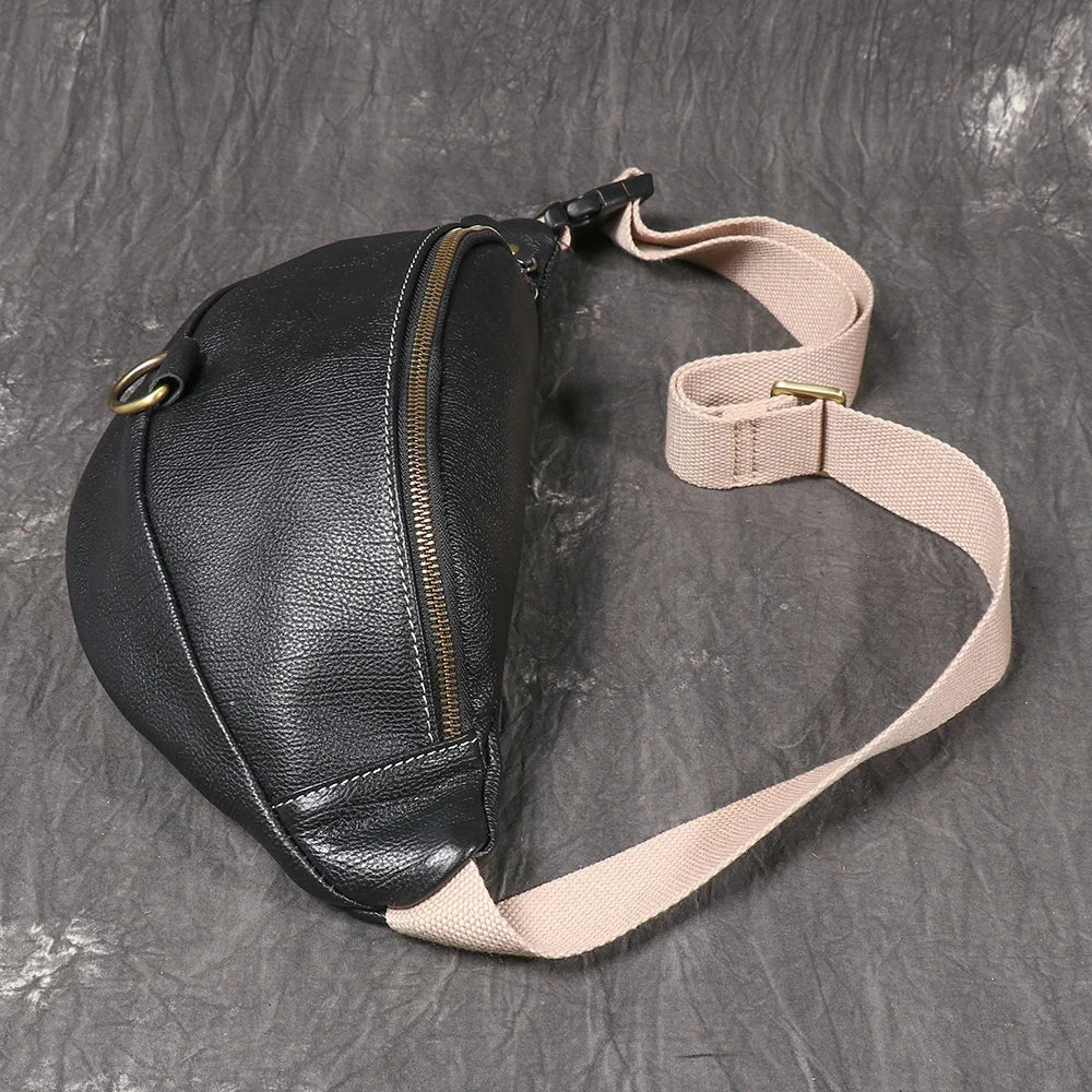 sac banane noir cuir