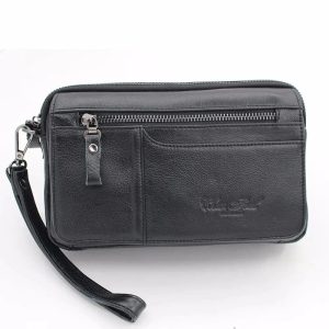 pochette poignet cuir noir