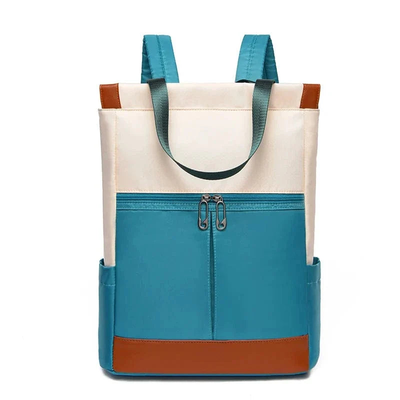 sac à dos bleu et beige