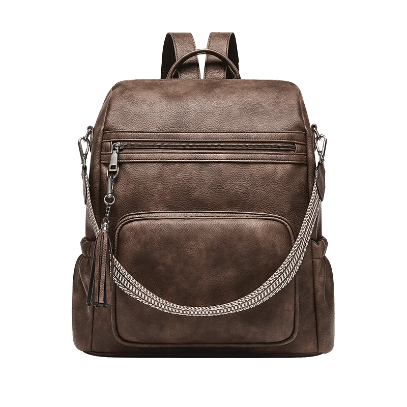 sac à dos marron avec pampille