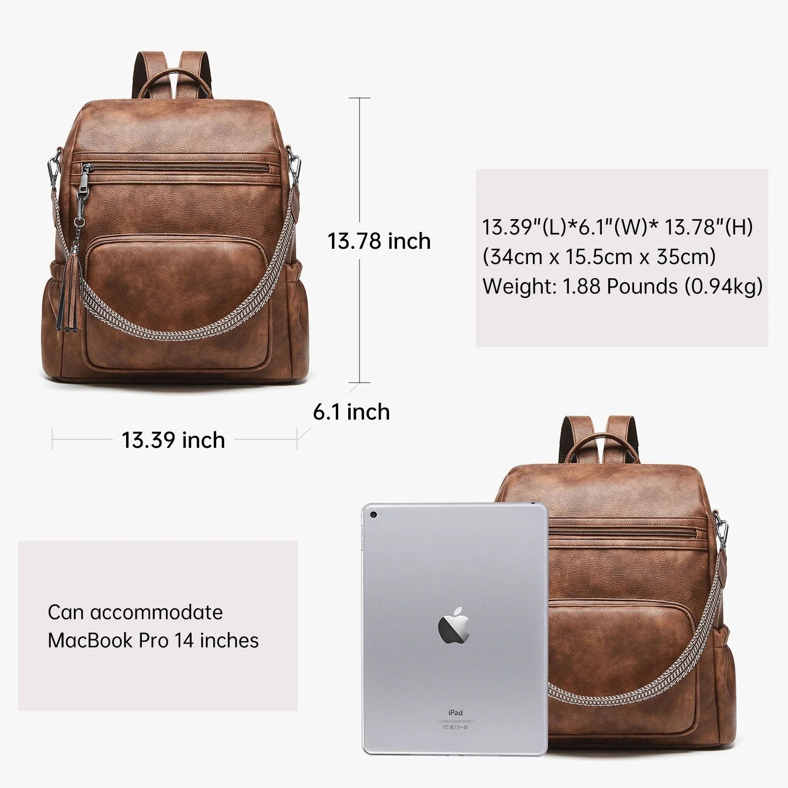 style sac à dos cuir marron