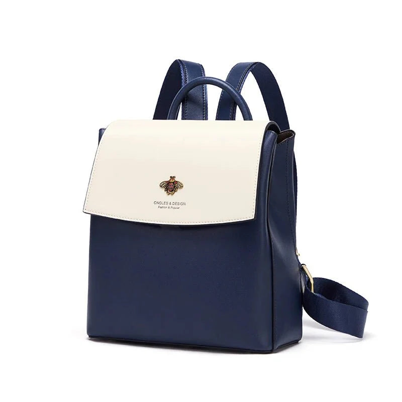 Sac à Dos Bleu et Blanc design Abeille Dorée