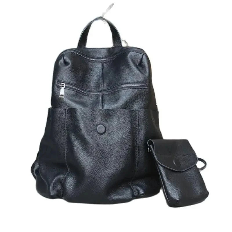 sac à dos en cuir noir souple