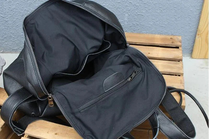 sac à dos ville cuir noir