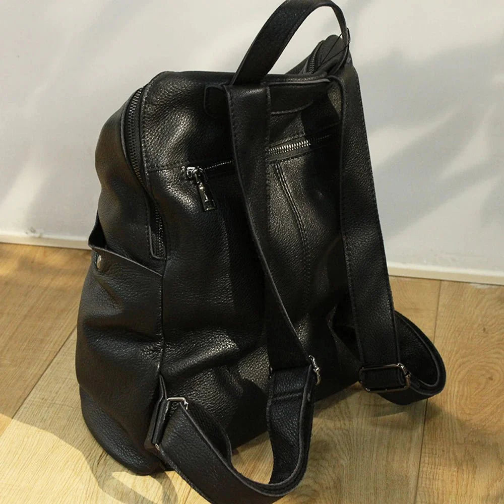cuir véritable sac à dos noir