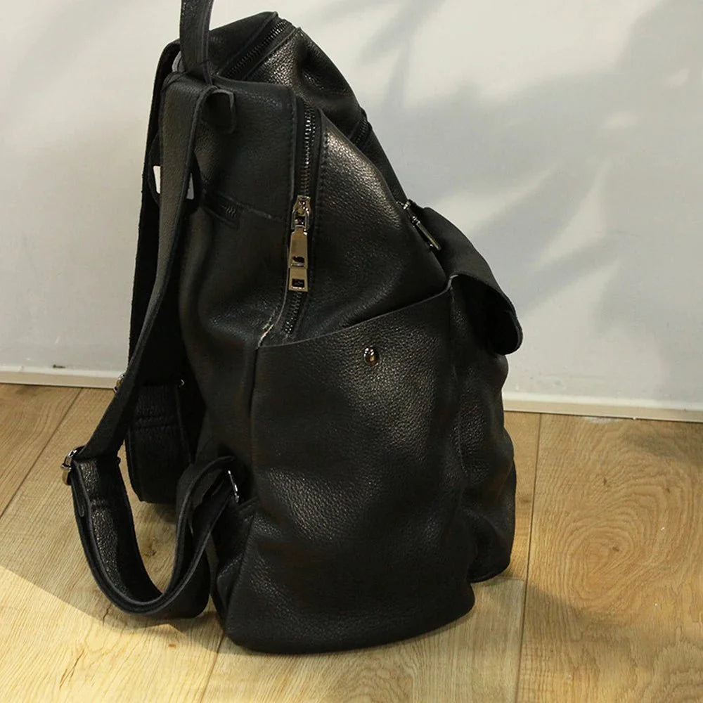 sac à dos fonctionnel cuir noir