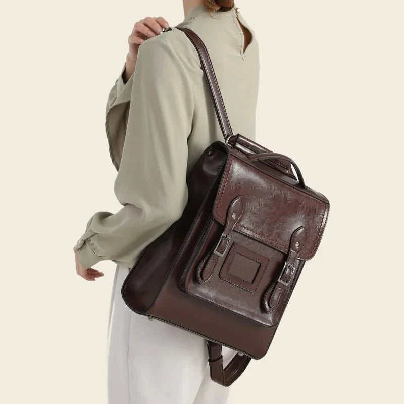 sac marron à rabat à boucles