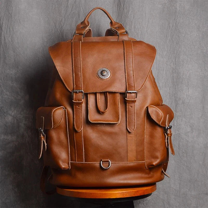 sac à dos pratique cuir marron