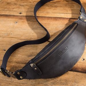 sac banane grainé noir