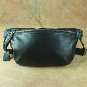 sac banane cuir noir