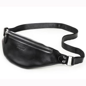 sac banane cuir noir