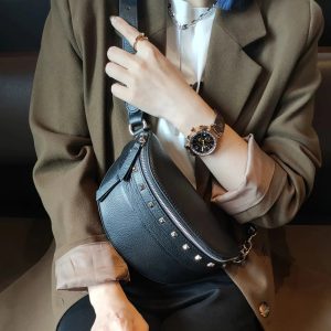 Sac Banane Noir Clouté