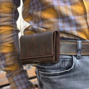 pochette ceinture en cuir patiné
