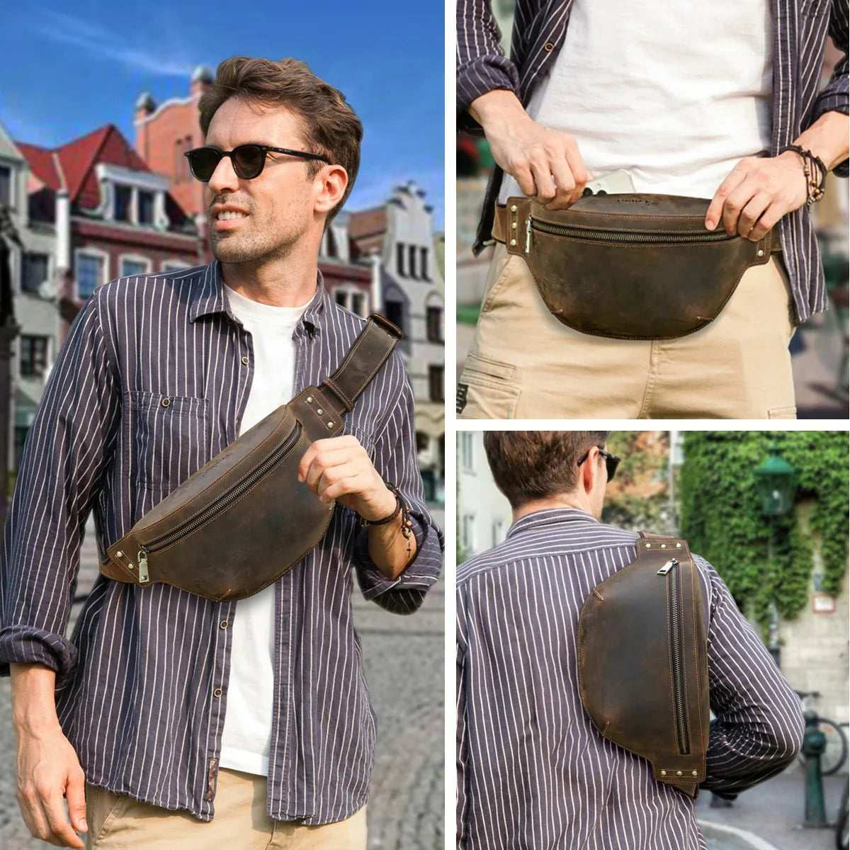 sac banane patinée élégante