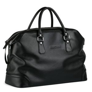 sac voyage cuir noir grainé