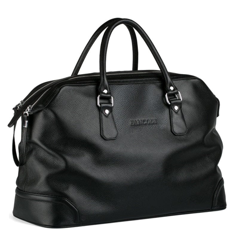 sac voyage cuir noir grainé