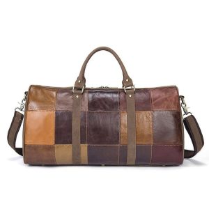 sac de voyage en cuir patchwork