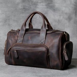 sac de voyage en cuir brun
