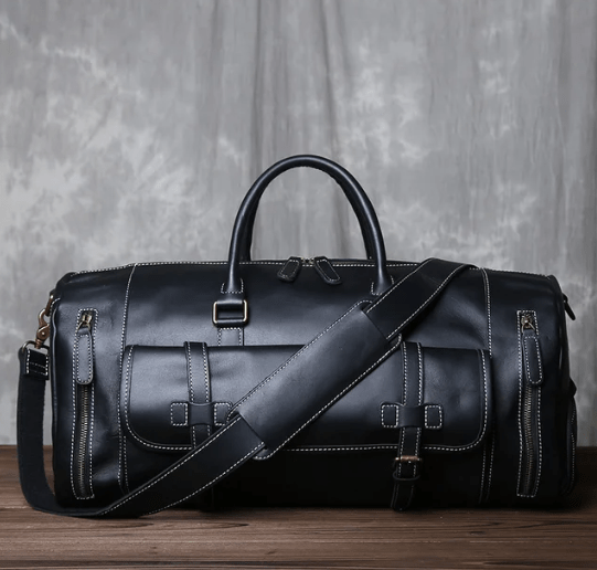 Bandoulière ajustable sac voyage cuir noir
