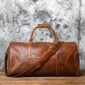 sac voyage cuir patiné