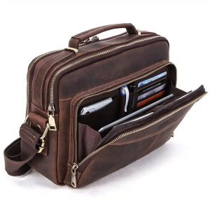 sacoche cartable vintage en cuir