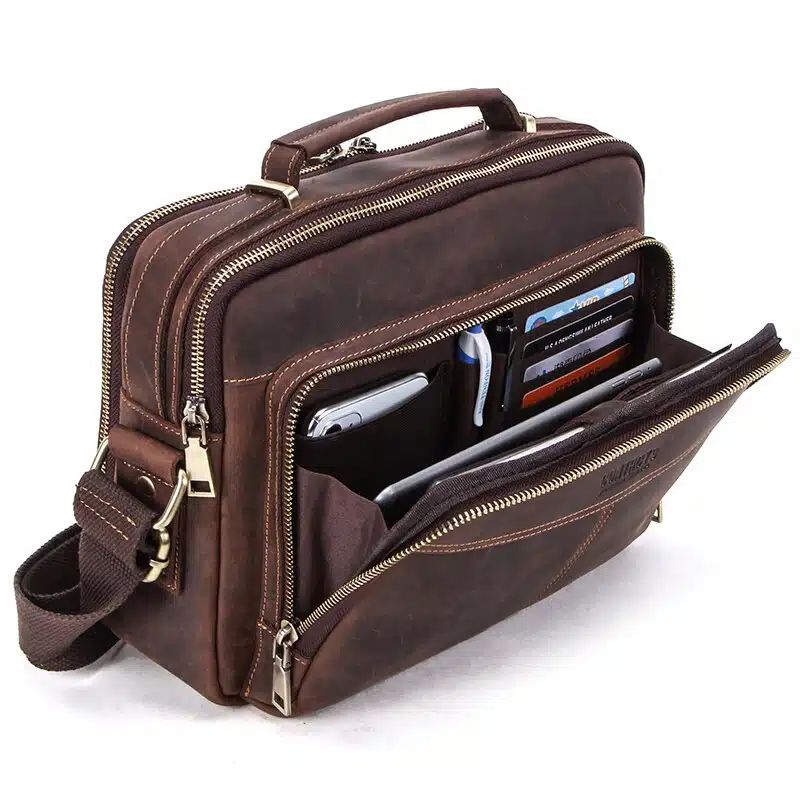 sacoche cartable vintage en cuir