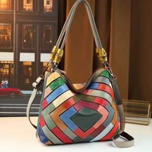 sac fourre-tout cuir patchwork